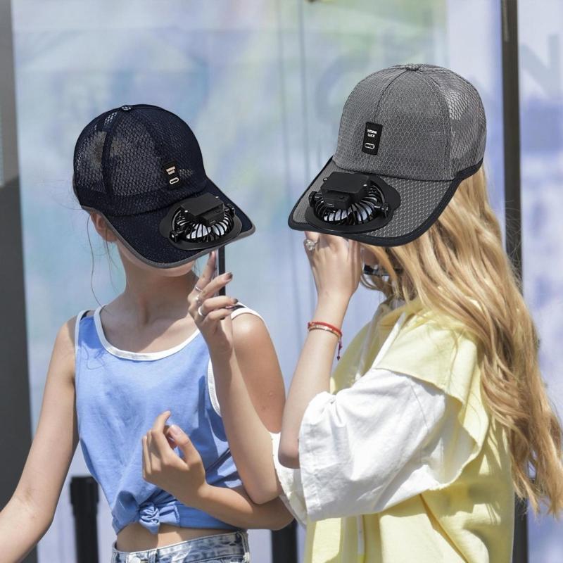 Солнцезащитная регулируемая бейсболка с вентилятором Дышащая спортивная шляпа для детей Дышащая регулируемая бейсболка