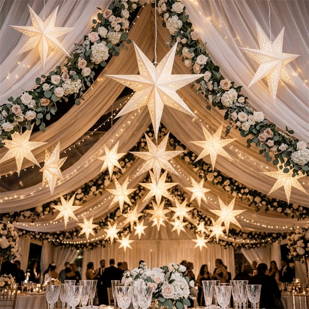 Colorful Paper Star Pendant Hollow Out Christmas Tree Ornament Xmas Decor Eid Mubarak