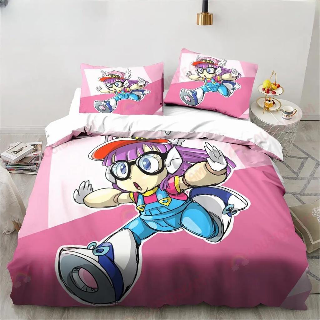 Новый милый мультяшный аниме комплект постельного белья DR Slump Arale King Twin Double Микрофибра Полиэстер Пододеяльник
