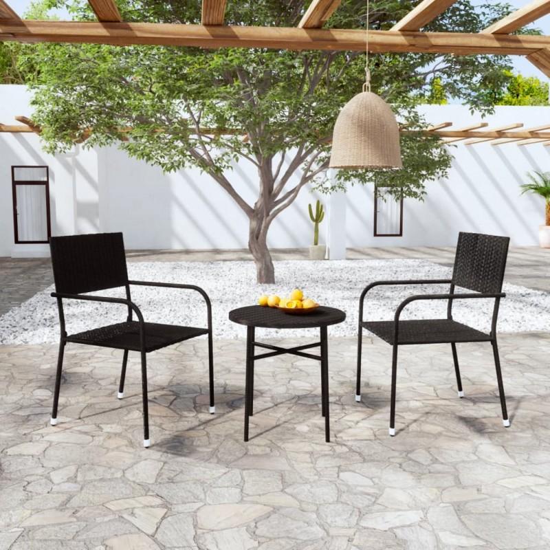 Day and Night - Day and Night 3-piece Garden Dining Set Black Synthetic Rattan