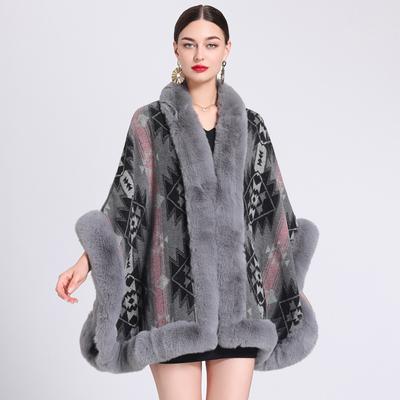 Роскошный воротник из искусственного меха, большой шарф с запахом для женщин, вязаная шаль из искусственного меха, женское пончо, накидка с отделкой, кардиган без рукавов, нарядный плащ
