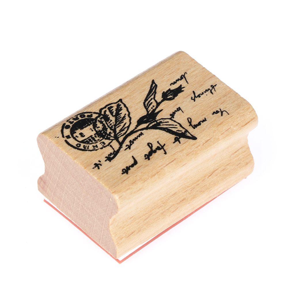 For Letters Diary Craft Grass Plants Wooden Rubber Stamps Vintage Craft Scrapbooking DIY