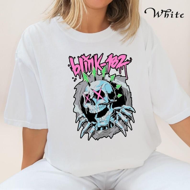 Blink 182 With Skeleton Shirt Smile Face T-shirt Vintage Smile Tee Blink 182 Unisex T-Shirt