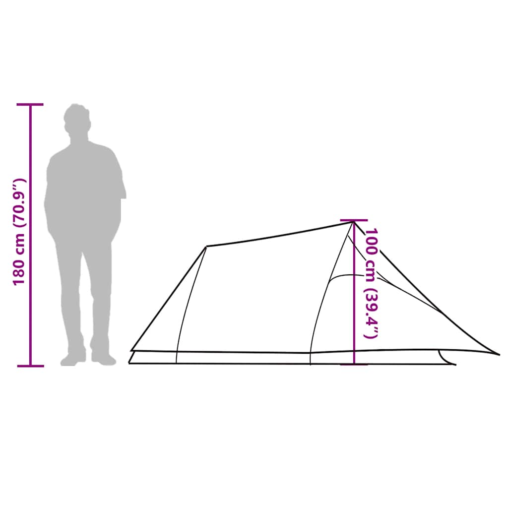 2 Person Tunnel Tent Brown Waterproof