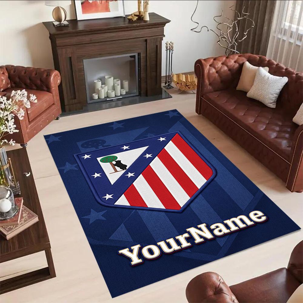 Atletico Madrid Customizable Name Floor Mat Perfect for Foyer Hallway Balcony Dining Room Anti-slip Rug Decorate Offices