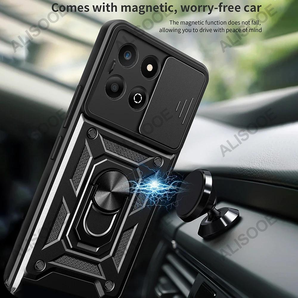 Funda for Honor 200 Smart Case Slide Camera Lens Ring Stand Holder Shockproof Phone Cover for Honor 200 Smart 5G Capa