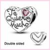 925 Silver Sister Heart Wedding Charm For Original Bracelet Cat Nurse Angel Jewelry Beads Spacer Stopper