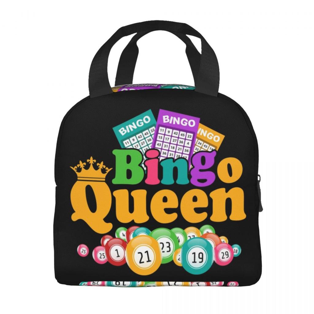 Custom Bingo Queen Game Lover Thermal Insulated Lunch Bag Women Resuable Lunch Container Outdoor Picnic Multifunction Food Box