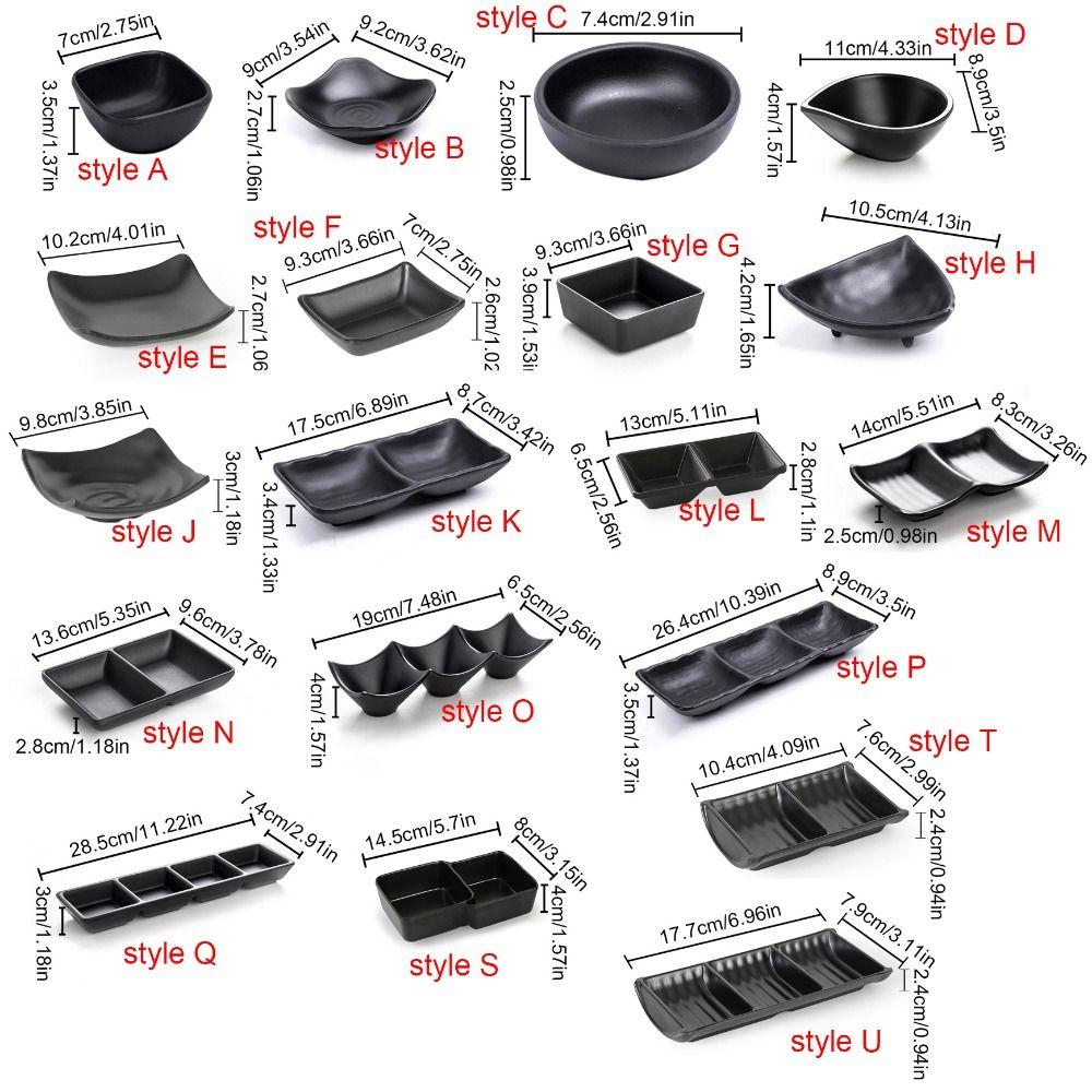 Black Seasoning Plate Japanese Style Sushi Soy Dipping Sauce Bowl Snack Plate  Home