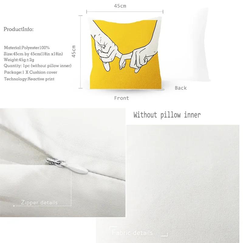 Летняя желтая наволочка с принтом листьев ананаса Домашний декор 100% полиэстер Наволочка для дивана Funda Cojin 45*45 Подушки