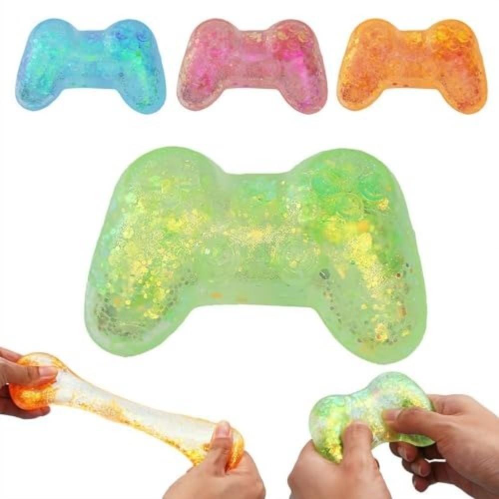 TPR Squeeze Ball Shell Glitter Filled Fidget Ball Toy Portable Squishy Toy Gift for Gamers