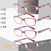 4PCS Anti Blue Light Reading Glasses Men Women Fashion Printing Flower Eyes Ultralight Eye Protection Presbyopic Eyeglasses