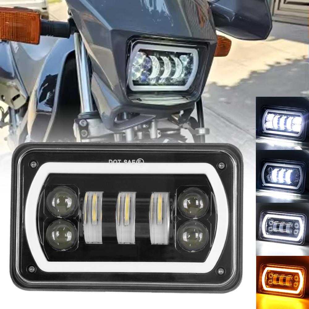 4X6inch Black Square LED Headlight DRL LED Driving Light Hi/Lo For Honda Offroad Trucks Accessories Rectangular Light 12V