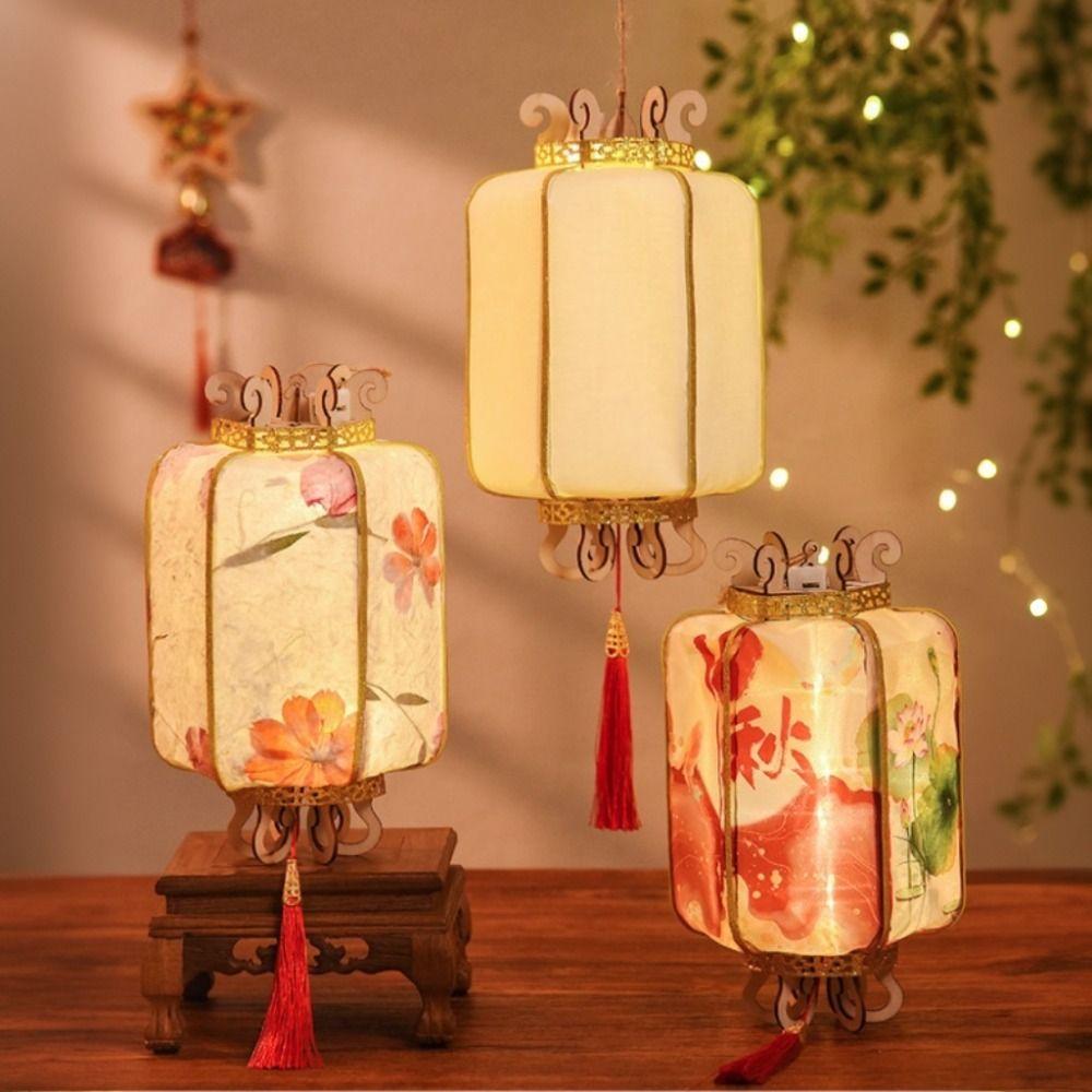 Handheld Mid-Autumn Festival Retro Lantern Glowing Kindergarten Lantern Material Kit Moon Festival