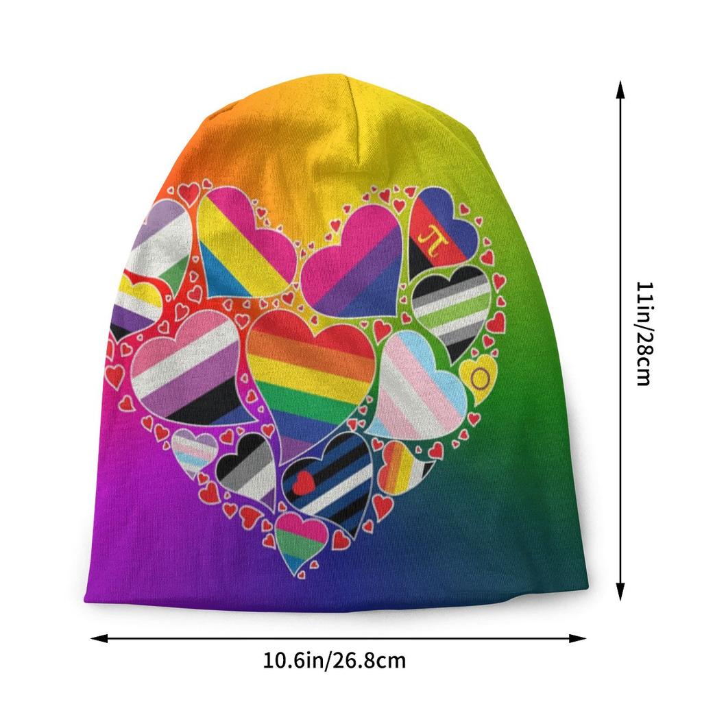 ЛГБТ-шапка с напуском в форме сердца, женская шапка унисекс с радужным узором и принтом, крутая вязаная шапка с черепами, шапки для катания на лыжах на открытом воздухе