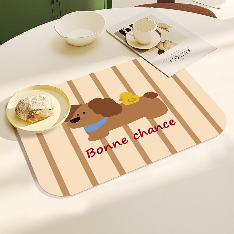 Ins Placemat Кожаный подстаканник Подносы Кухонный коврик Kawaii Dog Обеденный стол Изоляционный коврик Водонепроницаемый Обеденный стол