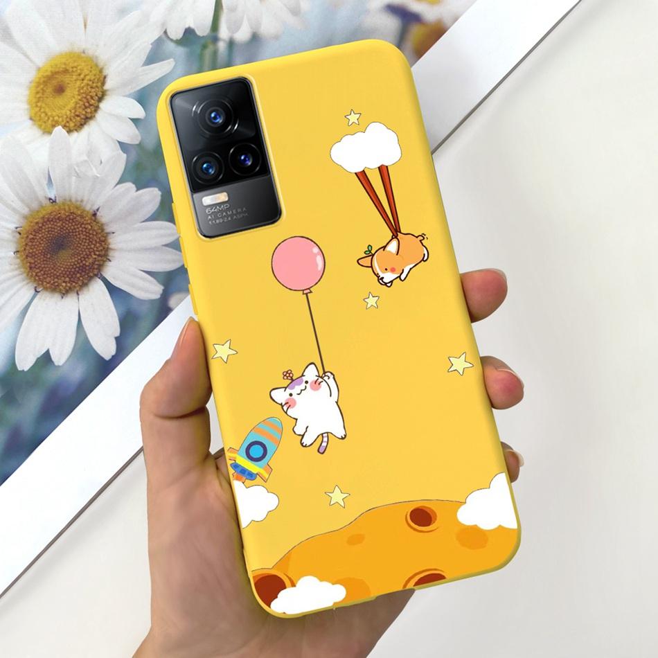 Чехол для Vivo V21e Чехол Vivo V21E 4G V 21E V2061 Милый Мультяшный Конфетный Цвет Мягкий Силиконовый ТПУ Задняя Крышка Телефона