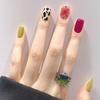 24 Pieces Small Fresh Nail Patch Wearing Nail Can Be Cow Pattern Nail Patch Summer New Short Thin