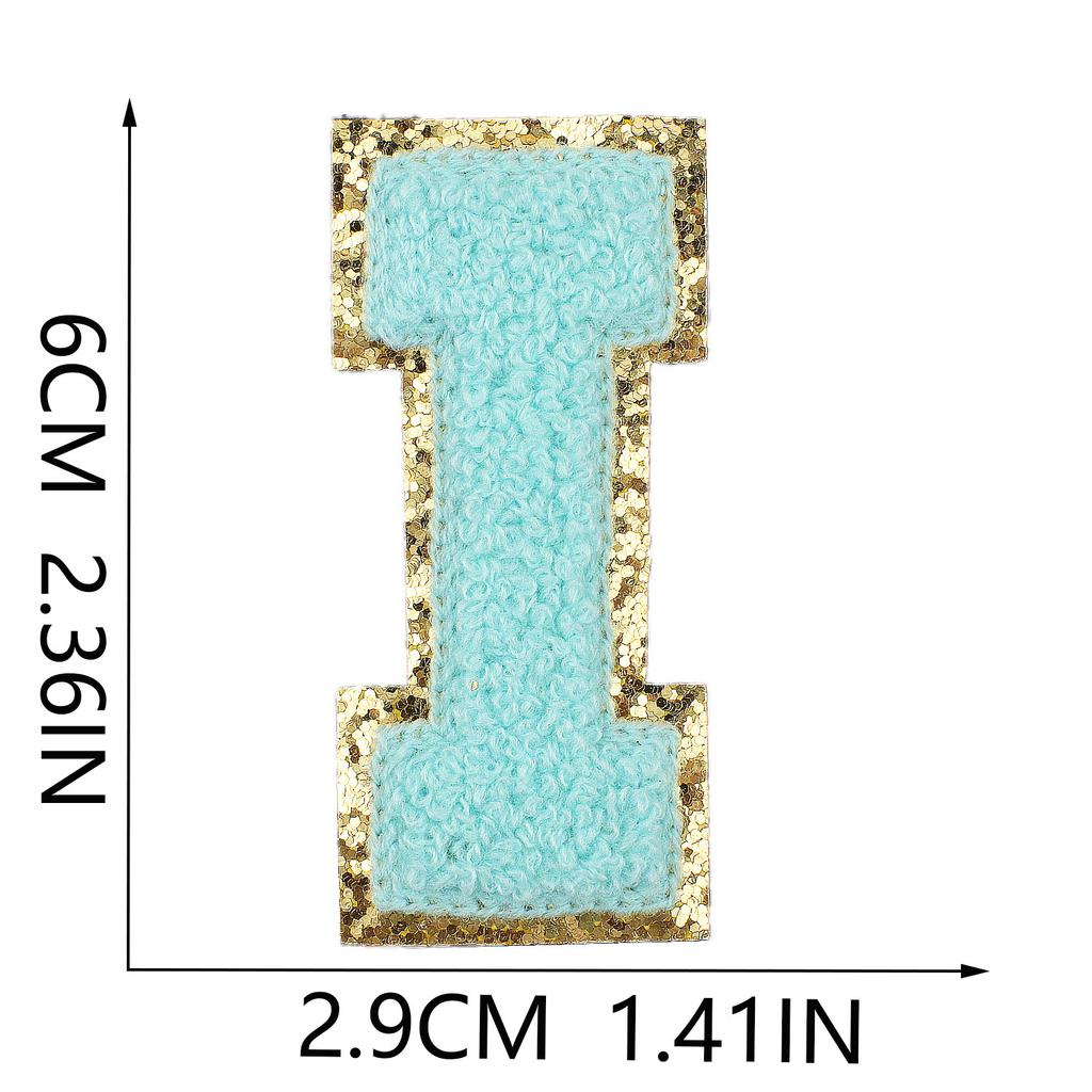 6Cm Towel Embroidery Lake Blue English Letter Embroidery Cloth Sticker Bag Decoration Patch Sticker Ironing Number Sticker