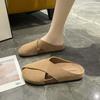 Баотоу полутапочки женские для улицы 2025 новая летняя обувь на плоской подошве, ленивые сандалии на одной педали с мягкой подошвой