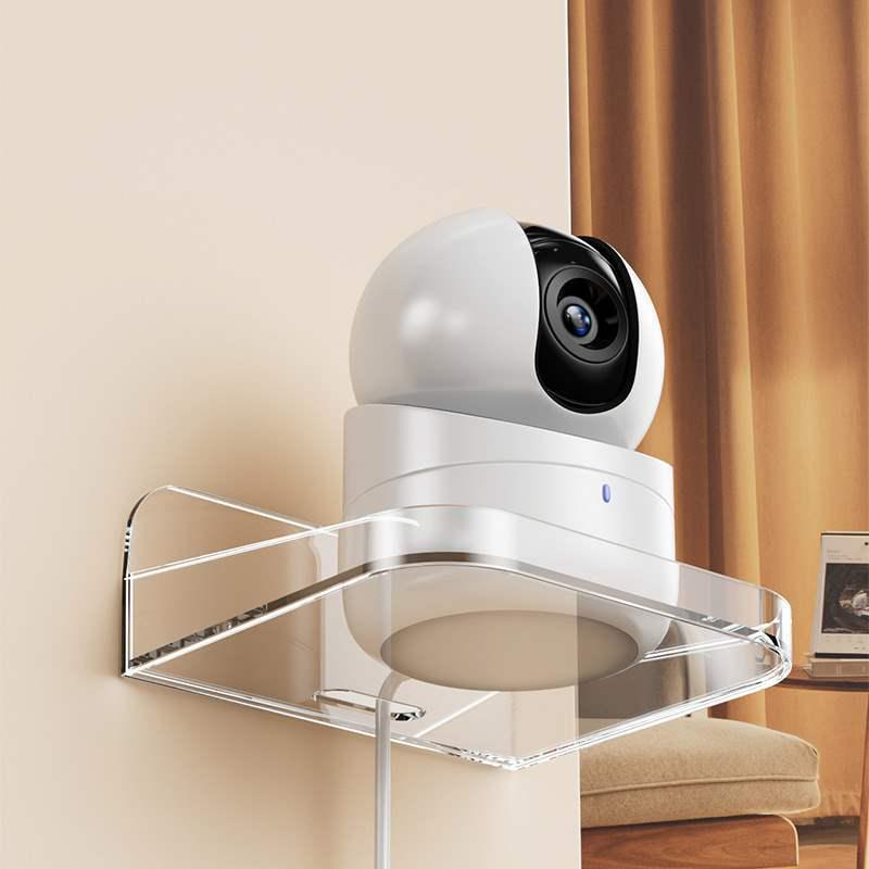 Wall-Mounted No-Drill Camera Storage Shelf for Phones and Monitoring