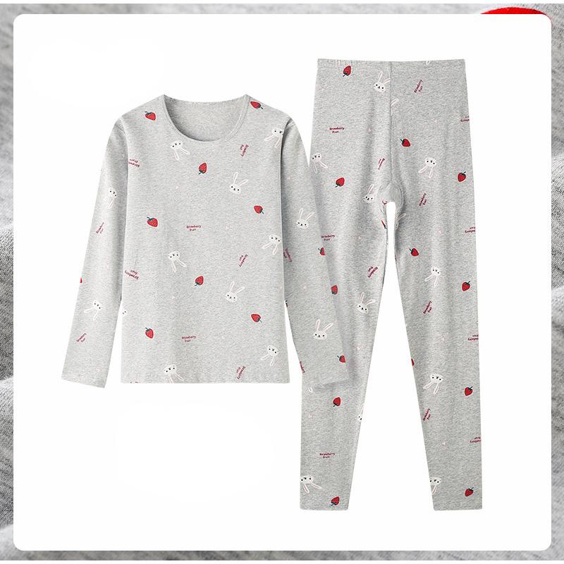 Осенне-зимний хлопковый цветочный женский термобелье с принтом, тонкий теплый костюм