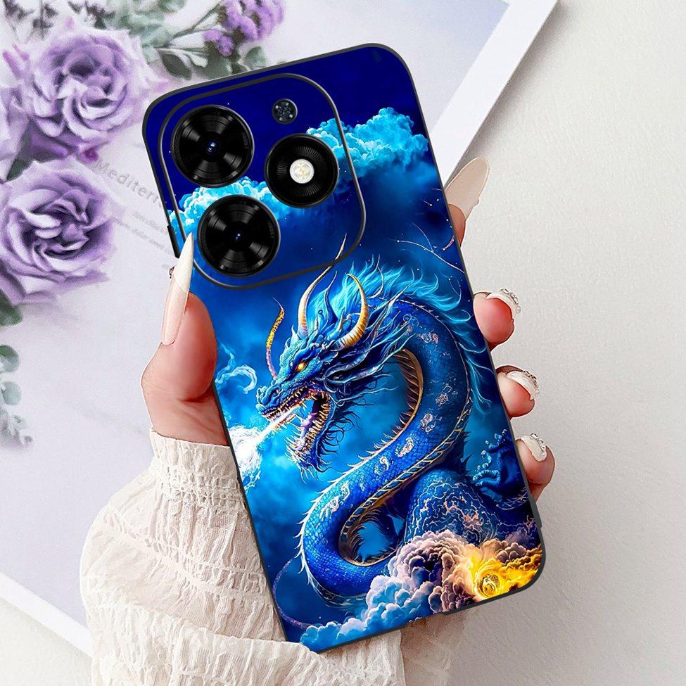 Для Tecno Spark Go 2024 BG6 Задняя крышка Для Tecno Spark Go 2024 Чехол Модный Роскошный Цветы Милый Мультяшный Кот Ударопрочный Силиконовый