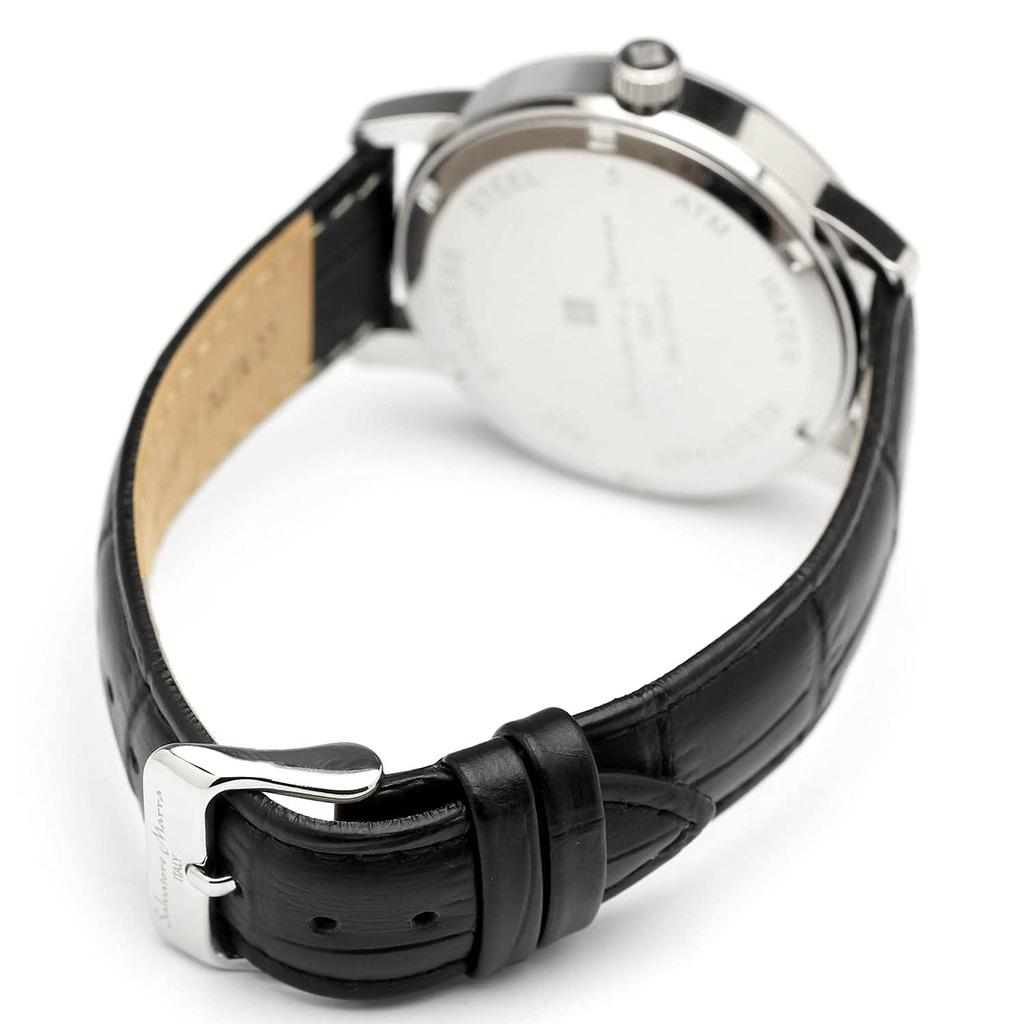 Salvatore Marra Лимитированная серия Moon 5 АТМ Водонепроницаемые Кожаные Мужские Серебристые/Белые Часы, Фаза, Мультикалендарь, Водонепроницаемость, Ремешок, Серебристый/Белый,