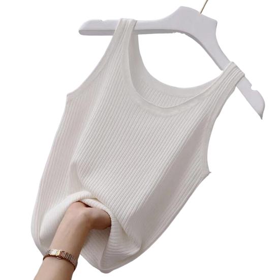 Женский жилет с круглым вырезом без рукавов, облегающий топ, однотонный, ребристый, легкий спортивный жилет для спортзала, повседневная одежда