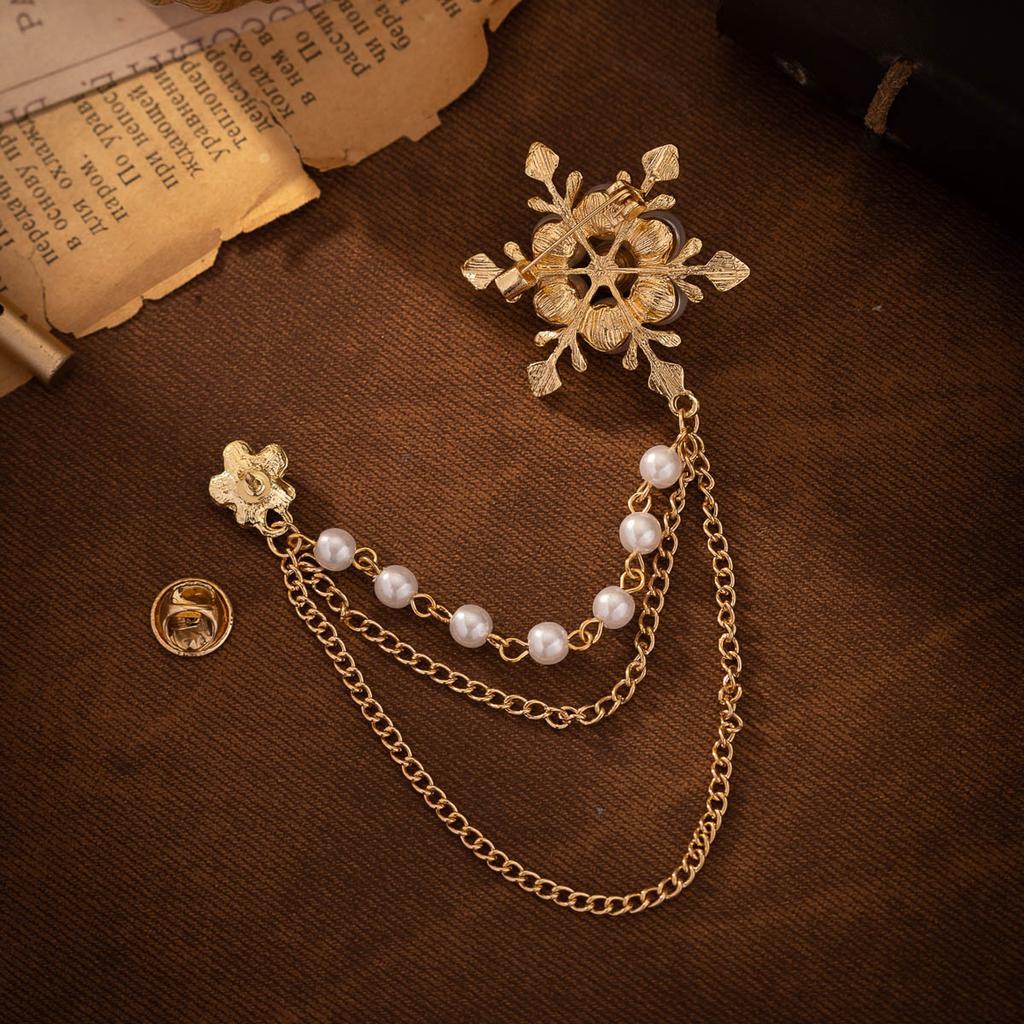 Элегантные женские броши-булавки с жемчугом, цепочкой, кисточками и снежинками, подарки, модные цепочки, ювелирные изделия, эмалевые булавки, изысканные броши для одежды, подарок