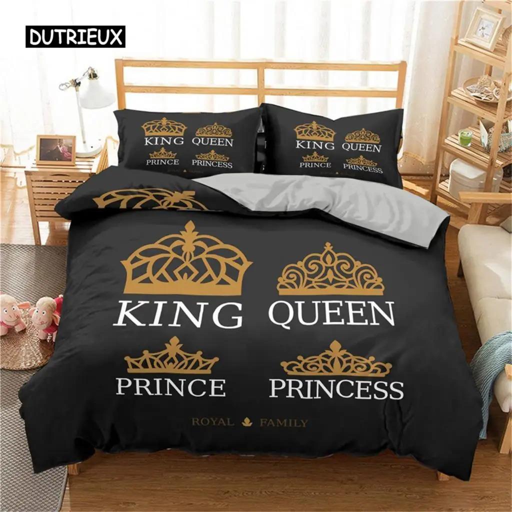 Комплект постельного белья King and Queen из микрофибры с изображением бороды и красных губ King Size для пары Романтические подарки на День святого Валентина