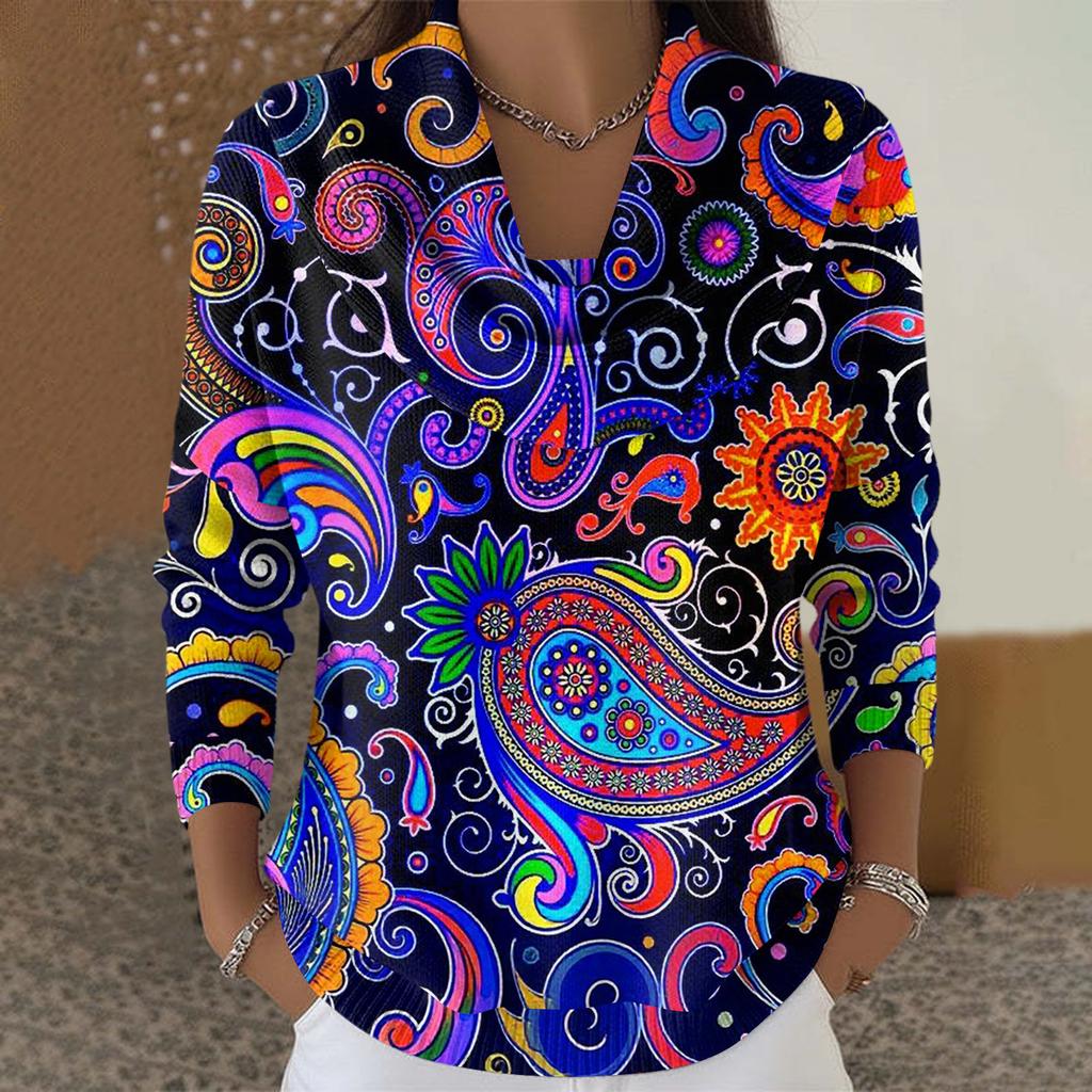 Женский повседневный и модный свитер с круглым вырезом, длинными рукавами и принтом