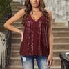Summer Sequined Camisole Vest, Fashionable And Versatile V-neck Sleeveless Top For Women