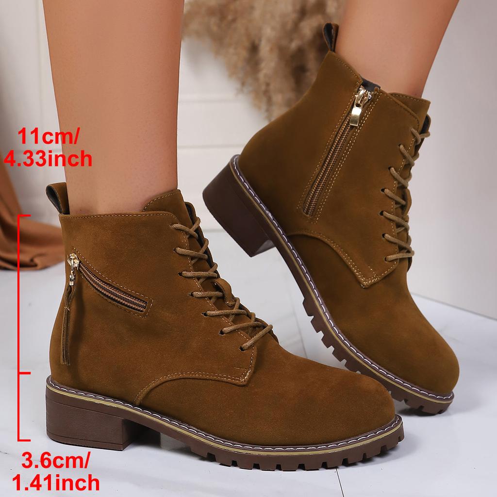 Женские ботильоны больших размеров 2025 новые винтажные ботильоны женские на толстом каблуке с круглым носком ботинки Мартина боковая молния в британском стиле женская обувь