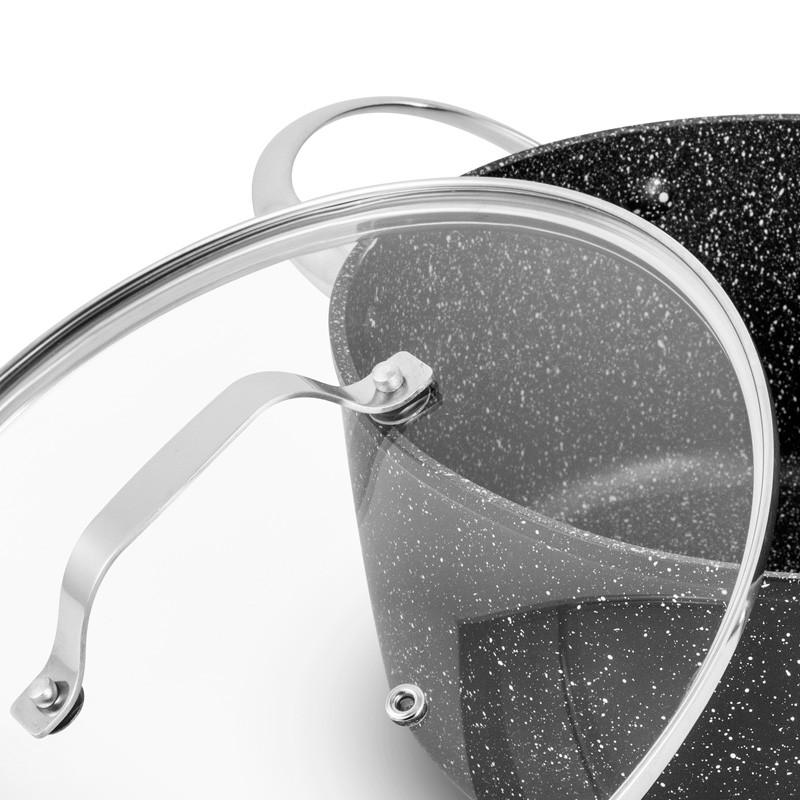 Сотейник из кованого алюминия 24 см 4,1 л Эффект камня Стеклянная крышка Tfi Hight_ft24tfi Durand Dupont