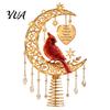 Rustic Holiday Tree Decor Lighted Memorial Christmas Topper, Angel Red Bird Reindeer Designs Treetop Ornament Indoor Festive with Warm Glow for Decor,