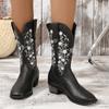 2024 High Quality Ladies Shoes Slip-on Women's Boots Fashion Embroidered Modern Boots Women New Plus Size mid-Calf Boots Zapatos