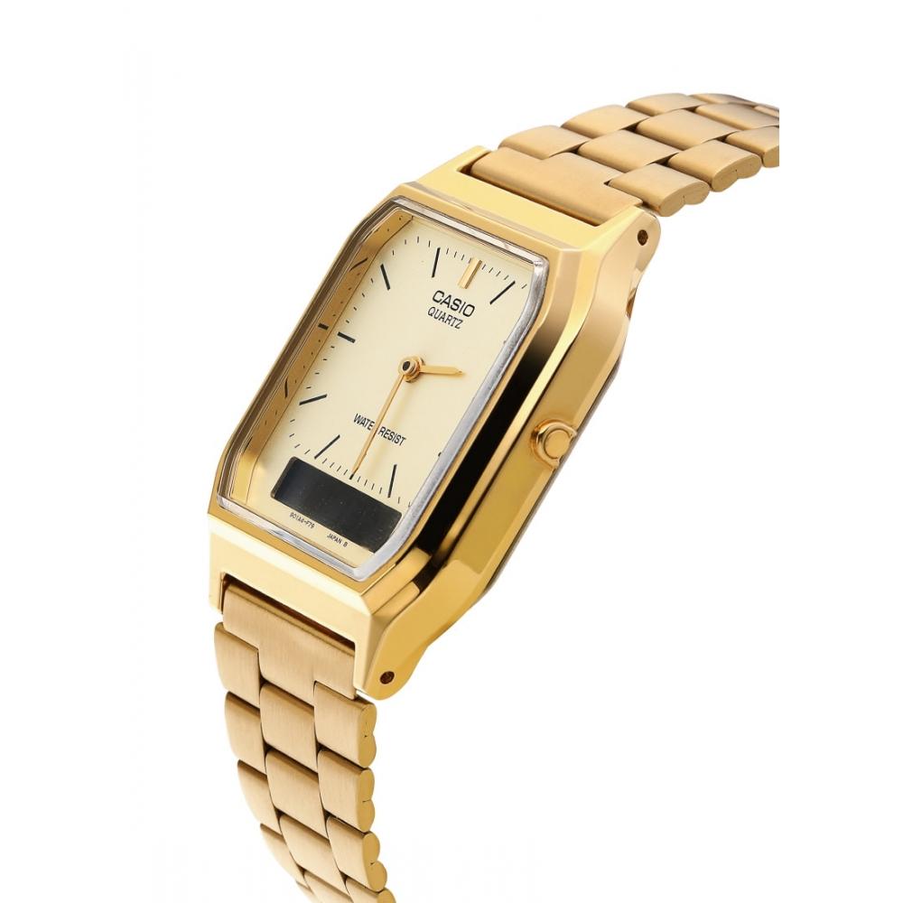 Casio Aq 230ga 9dhdf  Aq 230ga 9d  Аналогово-цифровые квадратные винтажные ретро публичные металлические часы