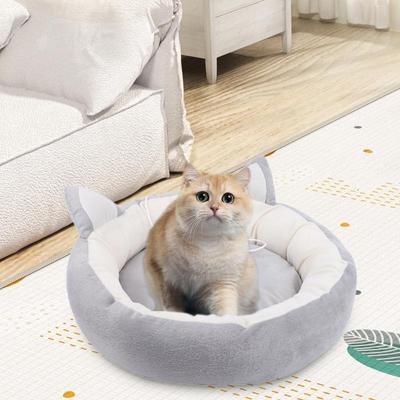 Мягкая подушка для кошек, кровать с кошачьими ушками, дышащий коврик для сна для кошек, плюшевое гнездо для собак, маленьких и средних кошек, собак, домашних животных