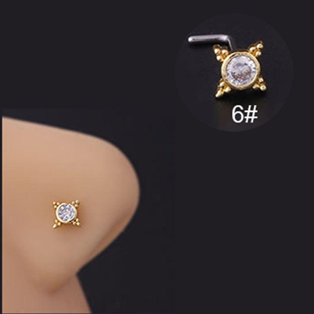 Бабочка, звезда, змея, корона, циркон, титановая сталь, ювелирные изделия для пирсинга, носа, ногтей, L-образные шпильки для носа