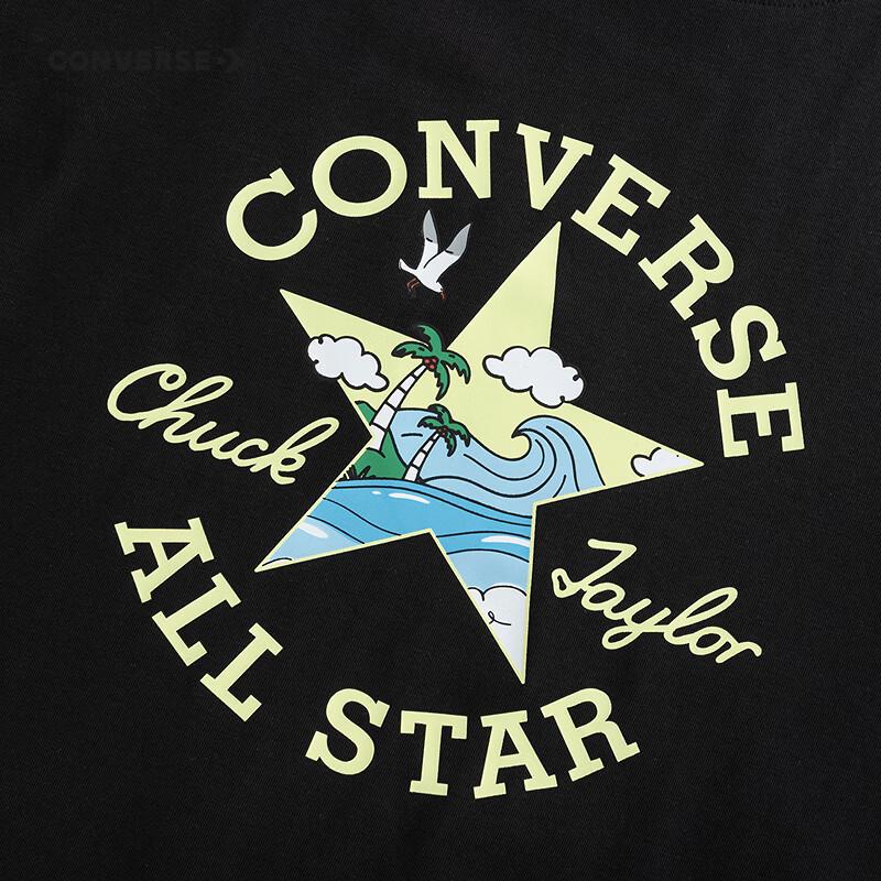 Converse Унисекс Детская футболка с коротким рукавом и принтом звезд