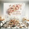 2D Happy Birthday Floral Backdrop Butterfly Party Background