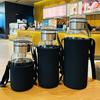 Glass Water Bottle Transparent Leakproof Drinkware Tea Juice Cup Outdoor Water Bottle Portable with Sealing Ring And Heat-Insulated Cover