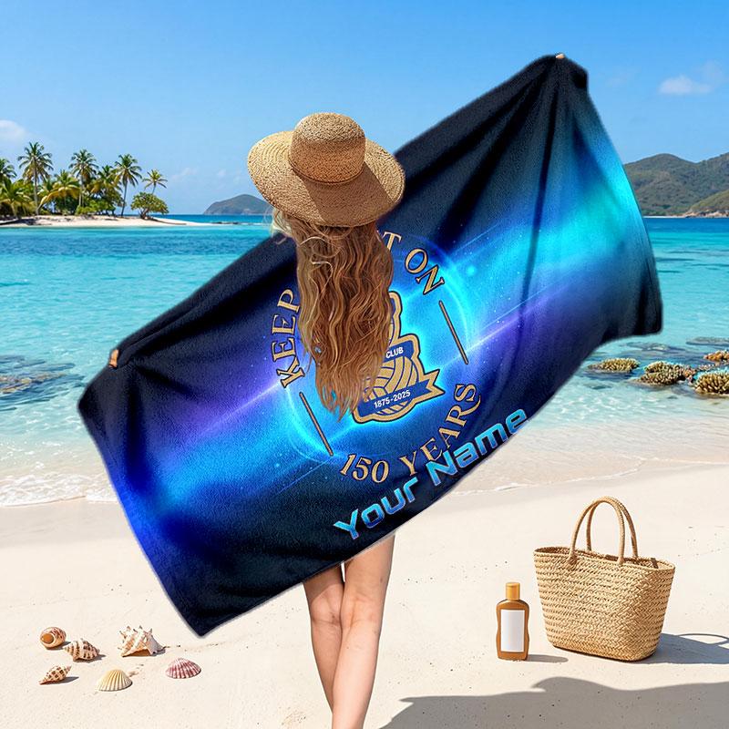 BIRMINGHAM CITY Custom Beach Towel, Personalized Name Text Print, Football Logo Soft Quick‑Dry Towel Holiday Gift