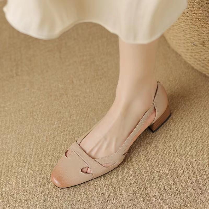 Мода 2024 НОВЫЕ Летние Ретро Женские Сандалии Толстый Каблук Модная Элегантная Обувь Женская Лаконичная Высококачественная