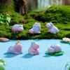 6Pcs/set Cartoon Hippo Animal Miniatures Mini Figurine Resin Ornaments Fairy Garden Decoration Micro Landscape