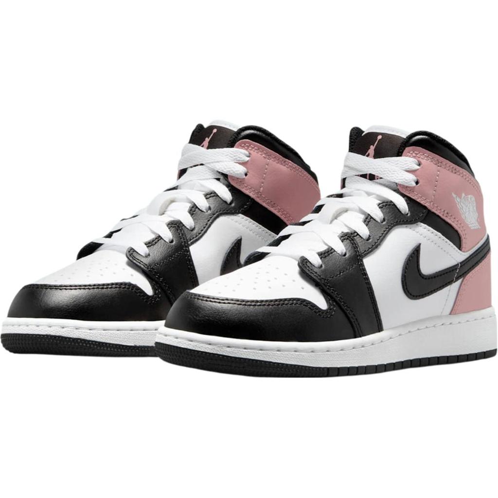 Кроссовки Air Jordan 1 Mid GS Rust Pink для детей Белый Черный DQ8423-100