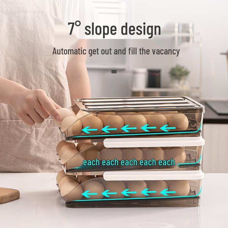 Automatic Double-Layer Rolling Egg Storage Box for Refrigerators