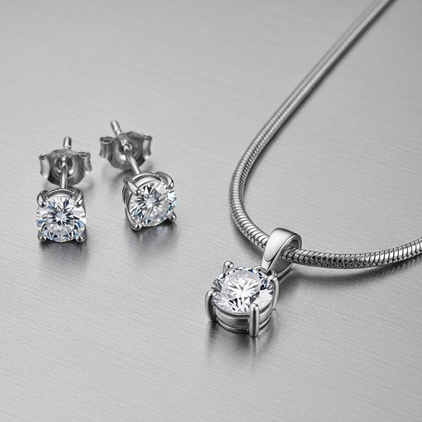 Maison De She Moissanite Set Earrings Necklace Snake Chain 0.5 Carat
