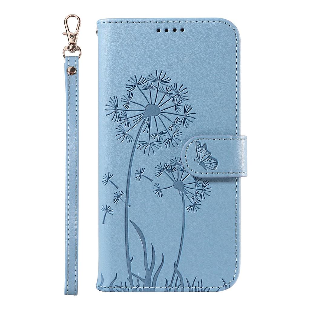 Leather Wallet Flip Case For OPPO A57S A77 A15 A15S A16 A16S A54S A17 A96 4G 5G Dandelion Embossed Design, Card Slots, Wrist Strap